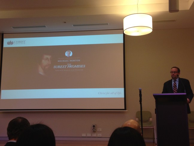 Professor Michael Horton speaking at Christ College's Annual Eliza Ferrie Public Lecture